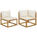 VidaXL 2 Piece Sofa Set with Cream White Cushions Solid Acacia Wood