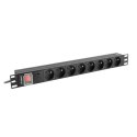 Zasilacz 19" 8 Tomas Schuko z Przełącznikiem On/Off Lanberg PDU-08E-0200-BK (2 m)