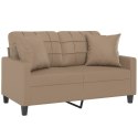 VidaXL 2-osobowa sofa z poduszkami, cappuccino, 120 cm, sztuczna skóra