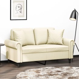 VidaXL 2-osobowa sofa z poduszkami, kremowa, 120 cm, sztuczna skóra