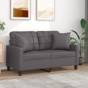 2-osobowa sofa z poduszkami, szara, 120 cm, sztuczna skóra