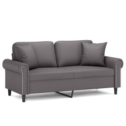 VidaXL 2-osobowa sofa z poduszkami, szara, 140 cm, sztuczna skóra