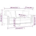 VidaXL 2-osobowa sofa z poduszkami, szara, 140 cm, sztuczna skóra