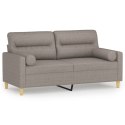 VidaXL 2-osobowa sofa z poduszkami, taupe, 140 cm, tkanina