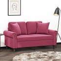 VidaXL 2-osobowa sofa z poduszkami, winna czerwień, 120 cm, aksamit