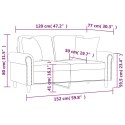 VidaXL 2-osobowa sofa z poduszkami, winna czerwień, 120 cm, aksamit