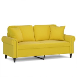 VidaXL 2-osobowa sofa z poduszkami, żółta, 140 cm, aksamit