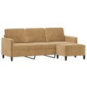 VidaXL 3-osobowa sofa z podnóżkiem, brązowy, 180 cm, aksamit