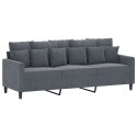 3-osobowa sofa z podnóżkiem, ciemnoszary, 180 cm, aksamit