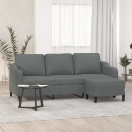 VidaXL 3-osobowa sofa z podnóżkiem, ciemnoszary, 180 cm, tkaniną