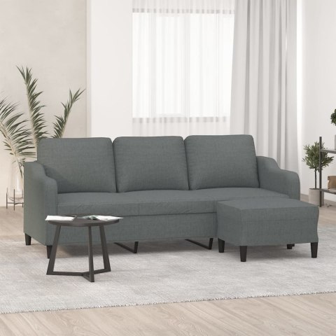 VidaXL 3-osobowa sofa z podnóżkiem, ciemnoszary, 180 cm, tkaniną