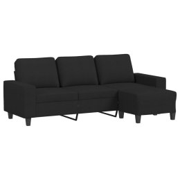 VidaXL 3-osobowa sofa z podnóżkiem, czarna, 180 cm, tkaniną
