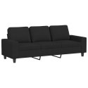 VidaXL 3-osobowa sofa z podnóżkiem, czarna, 180 cm, tkaniną