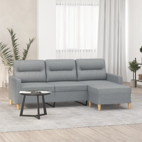 VidaXL 3-osobowa sofa z podnóżkiem, jasnoszara, 180 cm, tkaniną