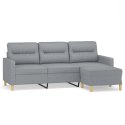 VidaXL 3-osobowa sofa z podnóżkiem, jasnoszara, 180 cm, tkaniną