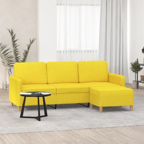 VidaXL 3-osobowa sofa z podnóżkiem, jasnożółty, 180 cm, tkaniną