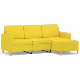 VidaXL 3-osobowa sofa z podnóżkiem, jasnożółty, 180 cm, tkaniną