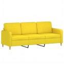 VidaXL 3-osobowa sofa z podnóżkiem, jasnożółty, 180 cm, tkaniną