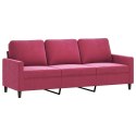 VidaXL 3-osobowa sofa z podnóżkiem winna czerwień 180 cm, aksamit