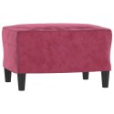 VidaXL 3-osobowa sofa z podnóżkiem winna czerwień 180 cm, aksamit