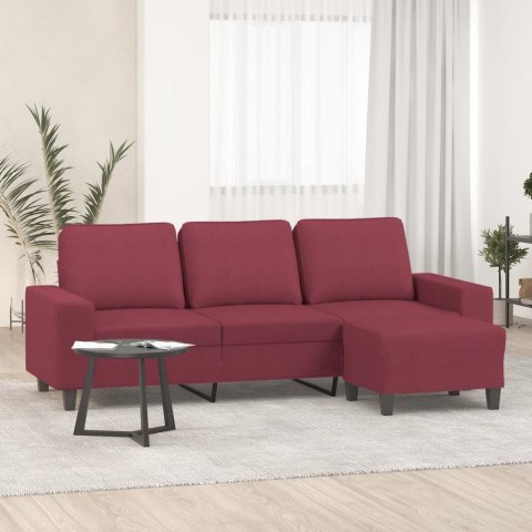 VidaXL 3-osobowa sofa z podnóżkiem winna czerwień 180 cm, tkaniną