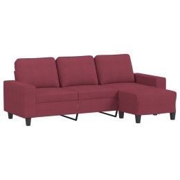 VidaXL 3-osobowa sofa z podnóżkiem winna czerwień 180 cm, tkaniną