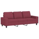 VidaXL 3-osobowa sofa z podnóżkiem winna czerwień 180 cm, tkaniną