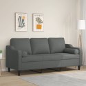 VidaXL 3-osobowa sofa z poduszkami, ciemnoszara, 180 cm, tkanina