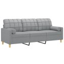 VidaXL 3-osobowa sofa z poduszkami, jasnoszara, 180 cm, tkanina