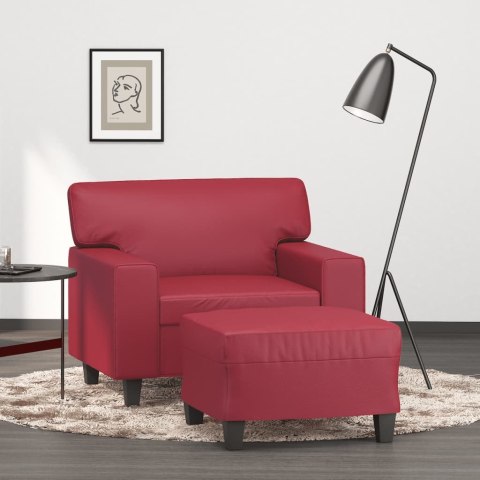 VidaXL Fotel z podnóżkiem, czerwień winna, 60 cm, sztuczna skóra