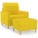 VidaXL Fotel z podnóżkiem, jasnożółty, 60 cm, tkanina