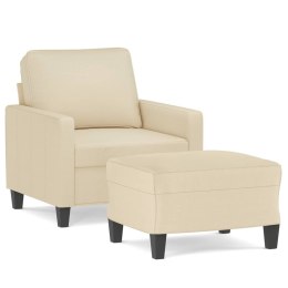 VidaXL Fotel z podnóżkiem, kremowy, 60 cm, obity tkaniną