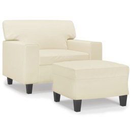 VidaXL Fotel z podnóżkiem, kremowy, 60 cm, sztuczna skóra
