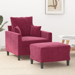 VidaXL Fotel z podnóżkiem, winna czerwień, 60 cm, obity aksamit
