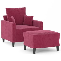 VidaXL Fotel z podnóżkiem, winna czerwień, 60 cm, obity aksamit