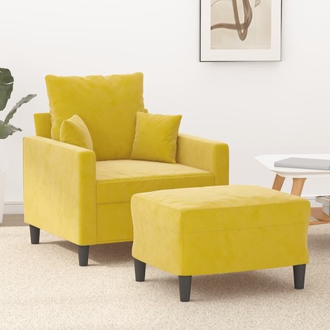 VidaXL Fotel z podnóżkiem, żółty, 60 cm, aksamit