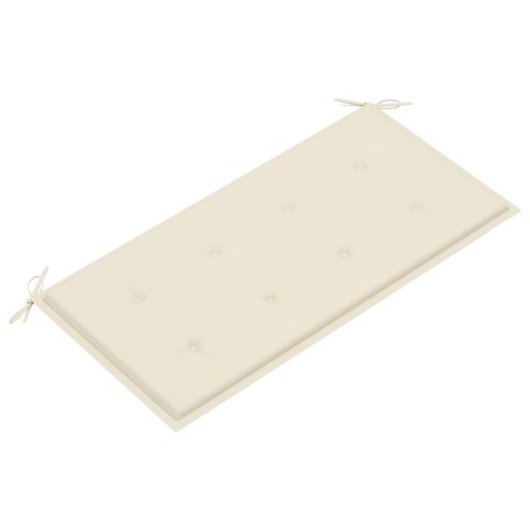Ławka ogrodowa z kremową poduszką, 112 cm, lite drewno tekowe Ławka ogrodowa z kremową poduszką, 112 cm, lite drewno tekowe