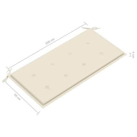 Ławka ogrodowa z kremową poduszką, 112 cm, lite drewno tekowe Ławka ogrodowa z kremową poduszką, 112 cm, lite drewno tekowe
