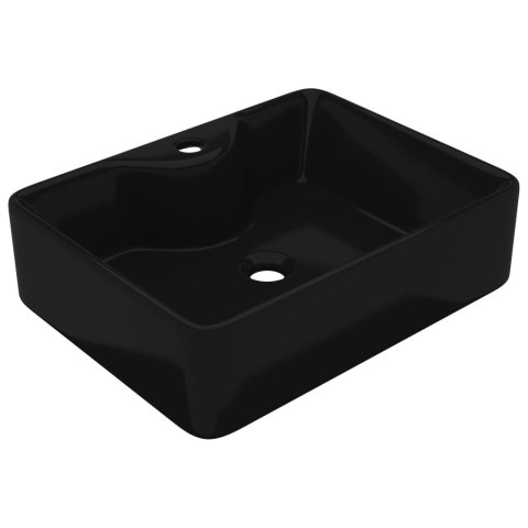 Ceramiczna umywalka z otworem na kran, prostokątna, czarna Ceramiczna umywalka z otworem na kran, prostokątna, czarna