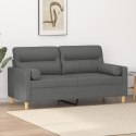 VidaXL 2-osobowa sofa z poduszkami, ciemnoszara, 140 cm, tkanina