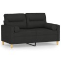 2-osobowa sofa z poduszkami, czarna, 120 cm, tkanina