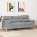 3-osobowa sofa z poduszkami, jasnoszara, 180 cm, tkanina