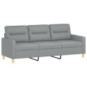 3-osobowa sofa z poduszkami, jasnoszara, 180 cm, tkanina