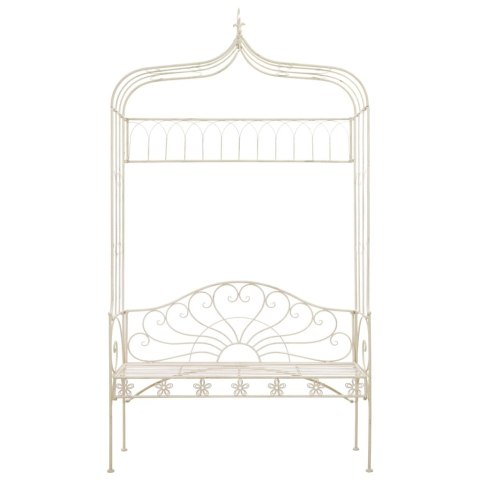 Ławka ogrodowa, 122 cm, żelazo, antyczna biel