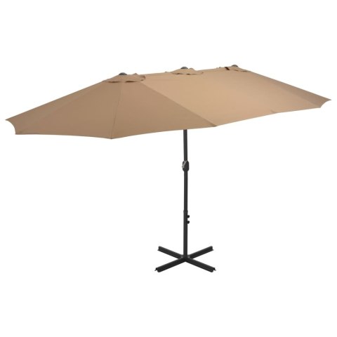 Parasol ogrodowy na słupku aluminiowym, 460 x 270 cm, taupe