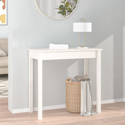Stolik konsolowy, biały, 80x40x75 cm, lite drewno sosnowe Stolik konsolowy, biały, 80x40x75 cm, lite drewno sosnowe