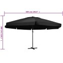 Parasol ogrodowy na aluminiowym słupku, 500 cm, czarny