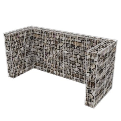 Gabion osłonowy na 3 kosze na śmieci, stalowy, 250x100x120 cm
