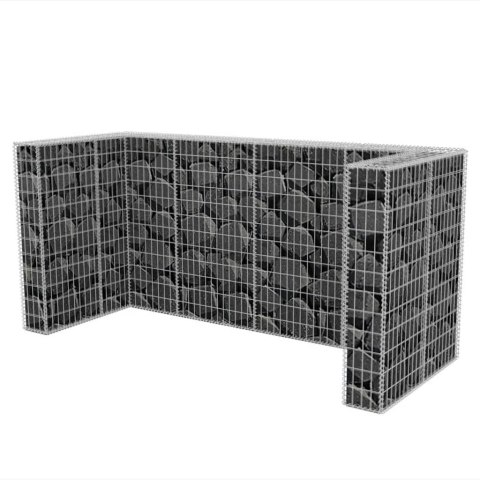 Gabion osłonowy na 3 kosze na śmieci, stalowy, 250x100x120 cm