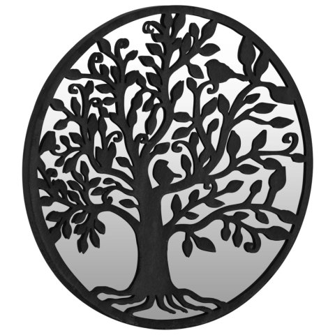 Lustro ogrodowe, czarne, 60x2,5 cm, okrągła żelazna rama